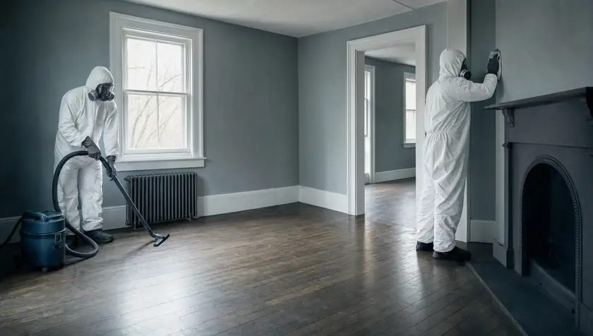 A clean, cleared, restored room after professional hoarder cleaning.